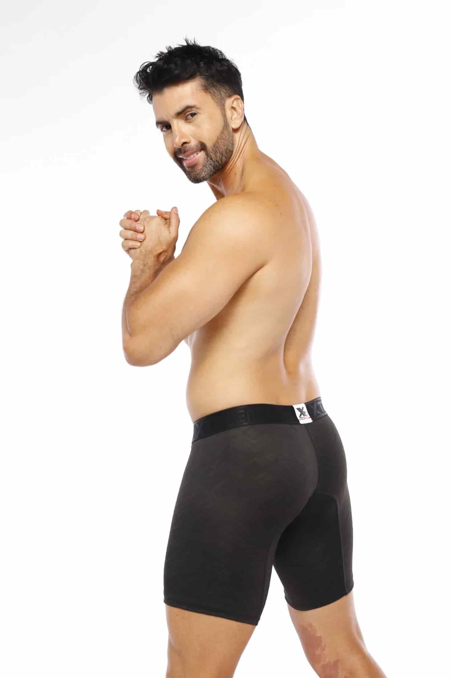 BOXER CLASICO LARGO MICROFIBRA JACQUARD GEMA NEGRO - miniatura 4