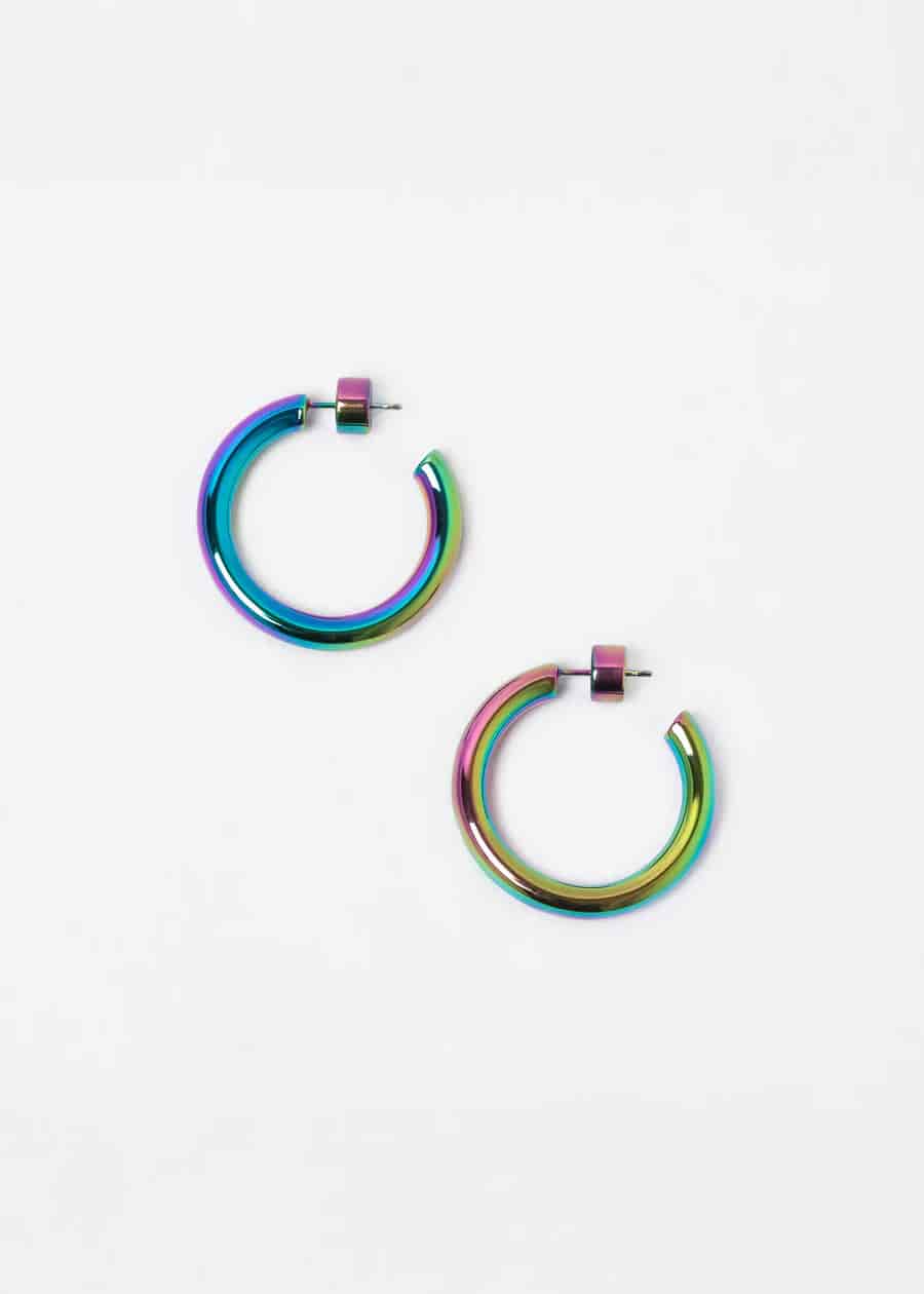 Small Chunky Hoops Plateado - miniatura 3