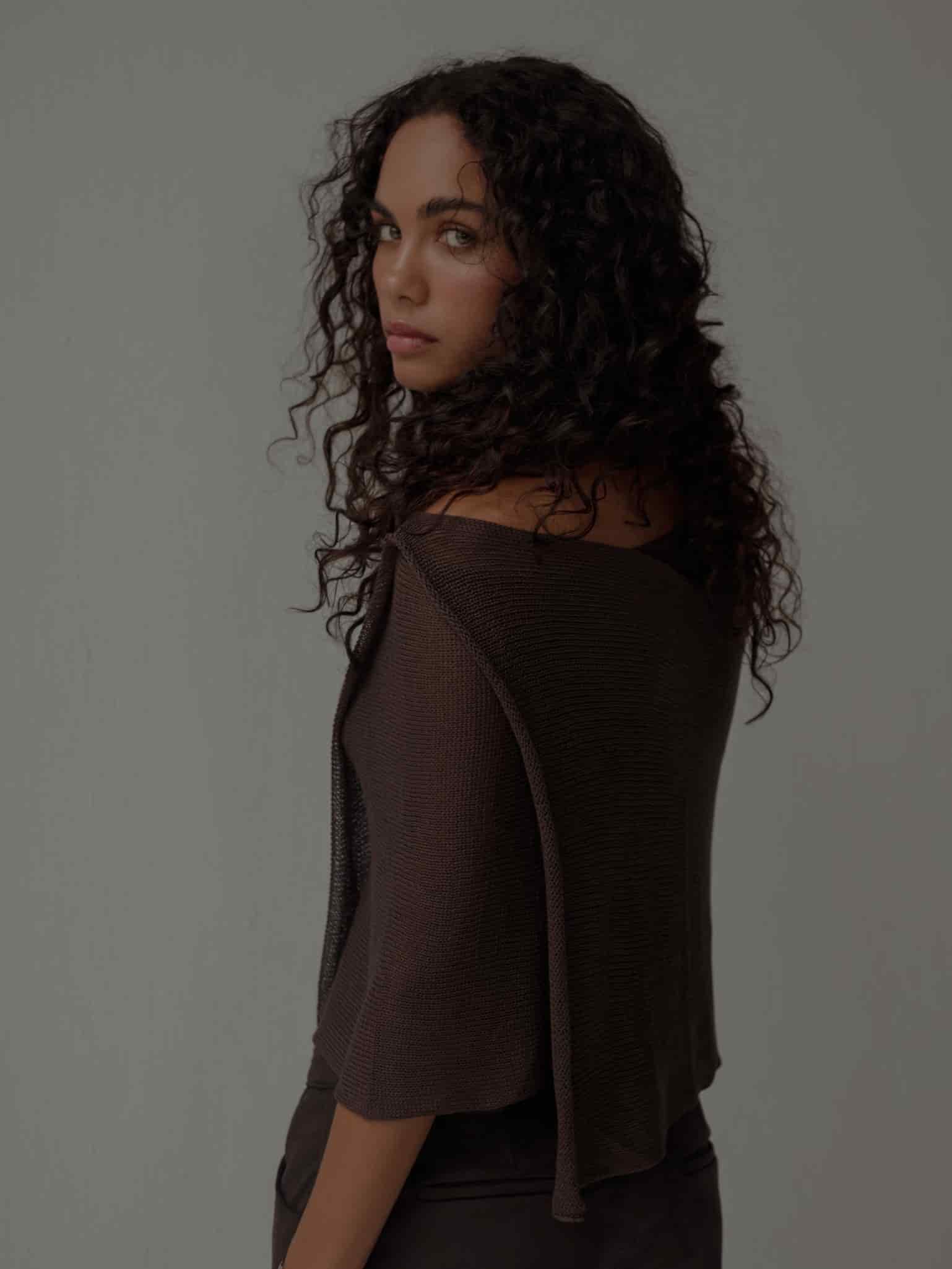 KNIT PONCHO - ESPRESSO - miniatura 11
