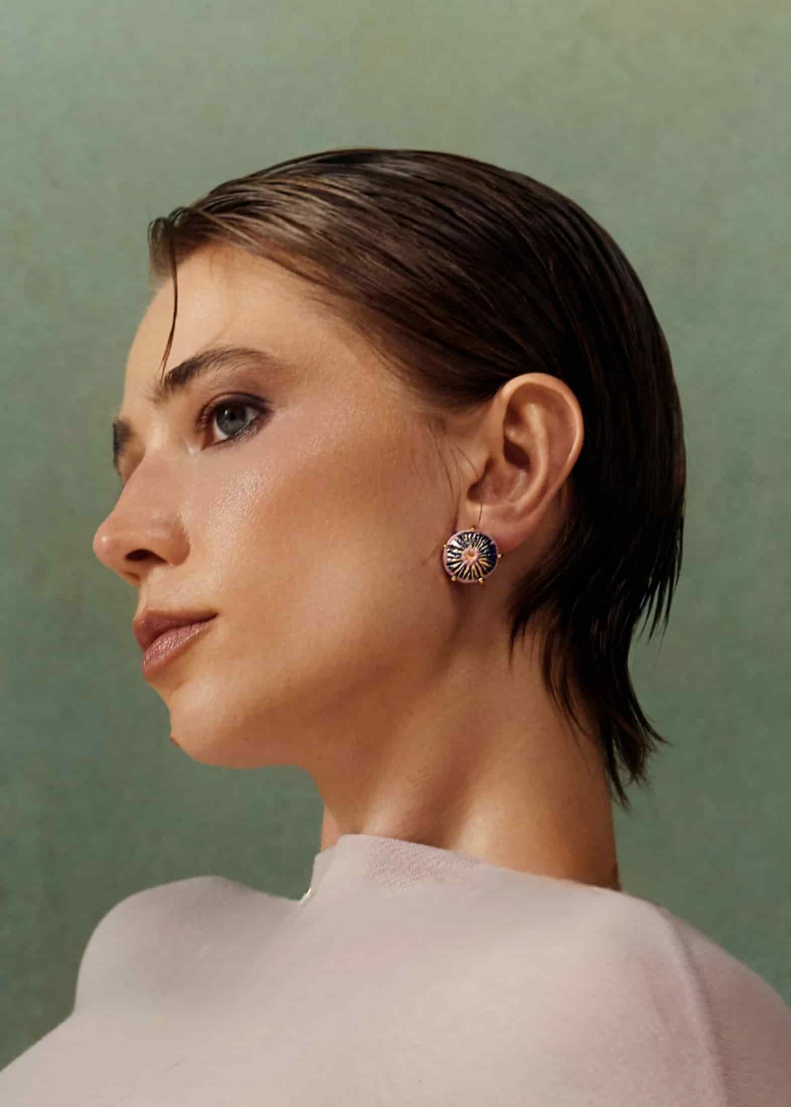 Aretes midi sombrerito azul rosa - miniatura 5