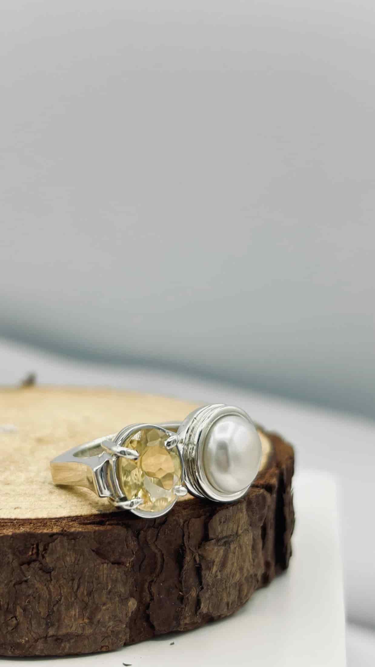 Anillo Doble Citrino y Perla Mediano Colección Armonía Dual - miniatura 5