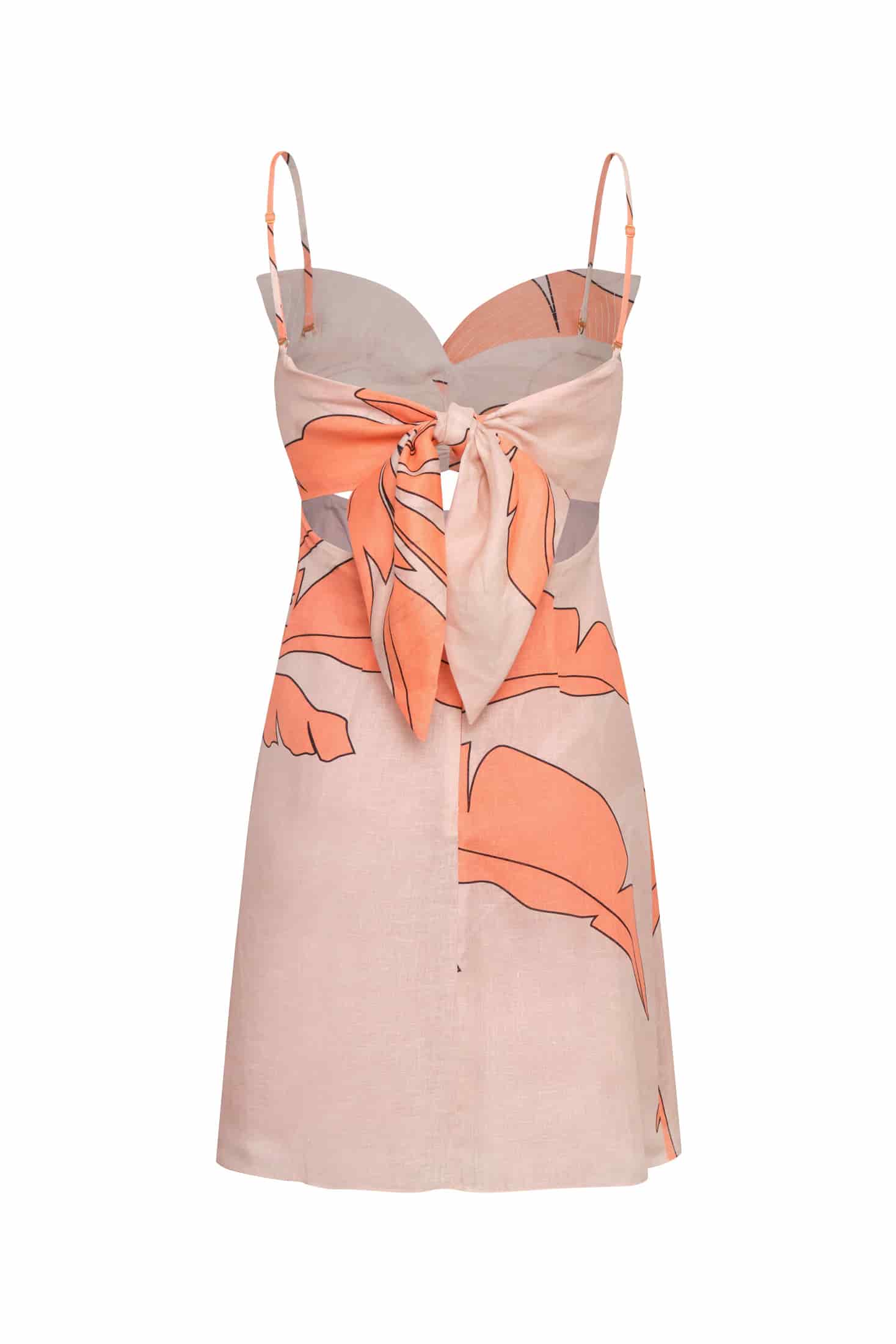 Victoria Linen Mini Dress / Peach Palms - miniatura 2
