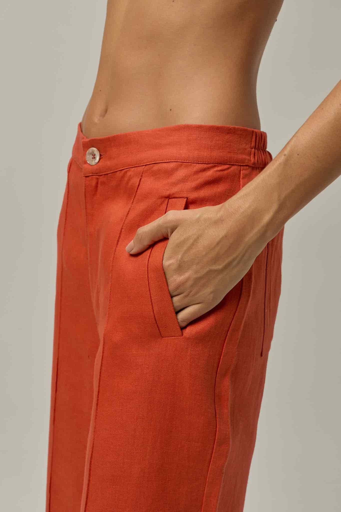 Pantalón Serre de lino | Naranja - miniatura 4