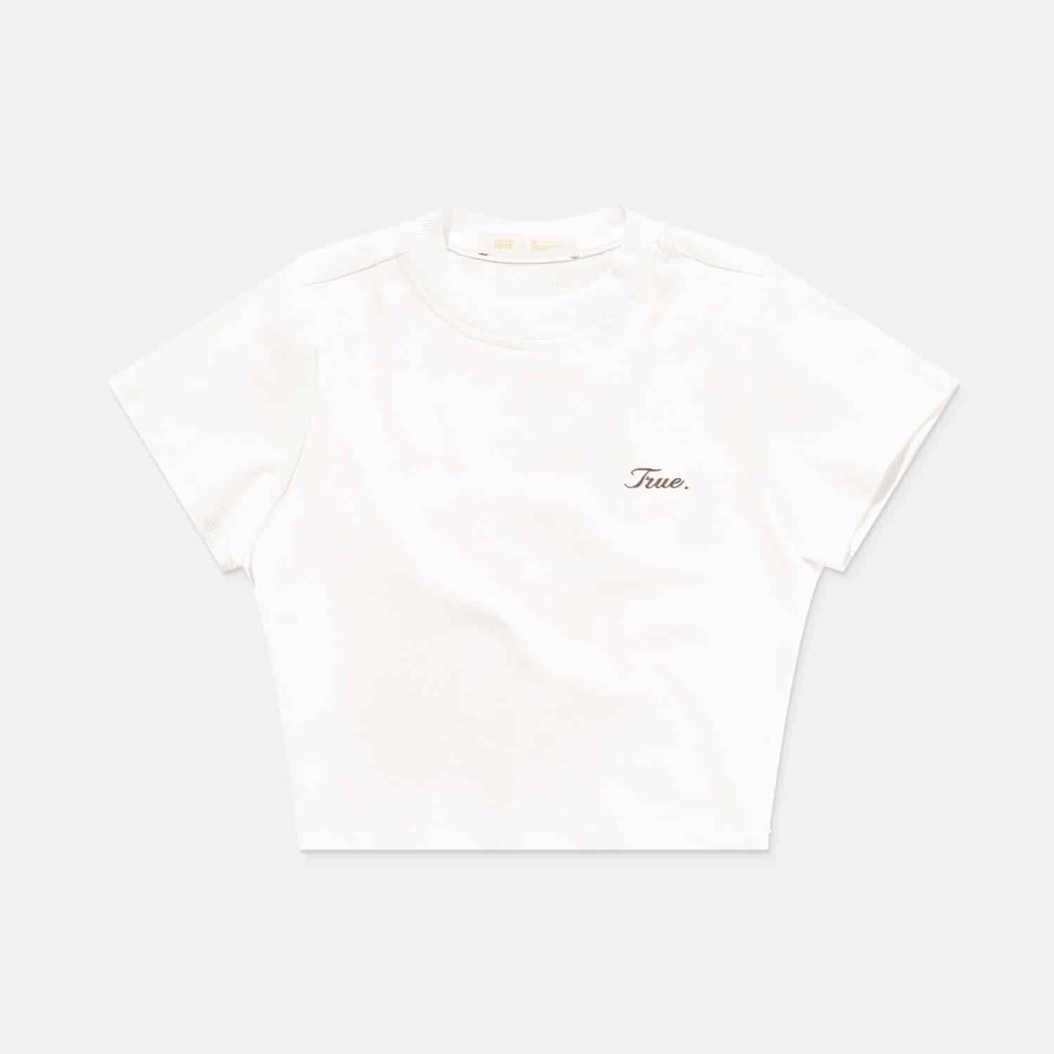Signature Slim Ribbed Tee - Cream - miniatura 1