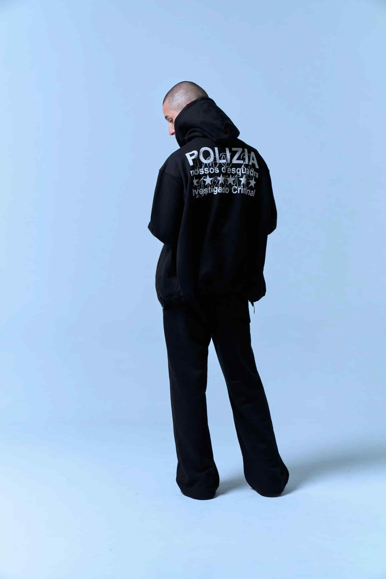 POLIZIA BLACK ZIPPER HOODIE - miniatura 9