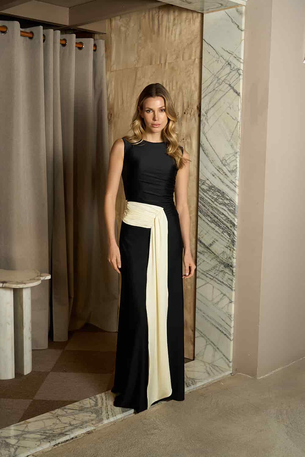 BLACK AND WHITE TERESA LONG SKIRT - miniatura 3