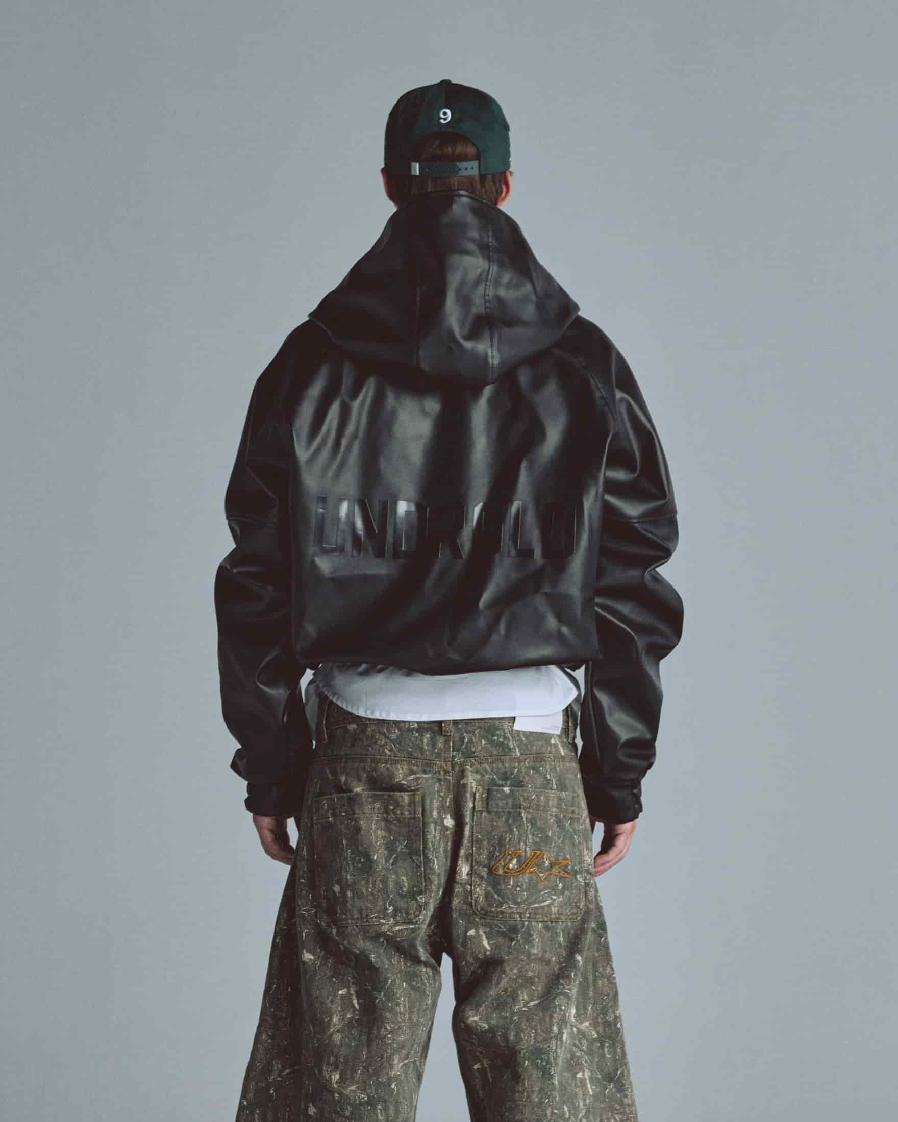 Basics UNDRGLD Leather Zip Up Hoodie Jacket Black - miniatura 13