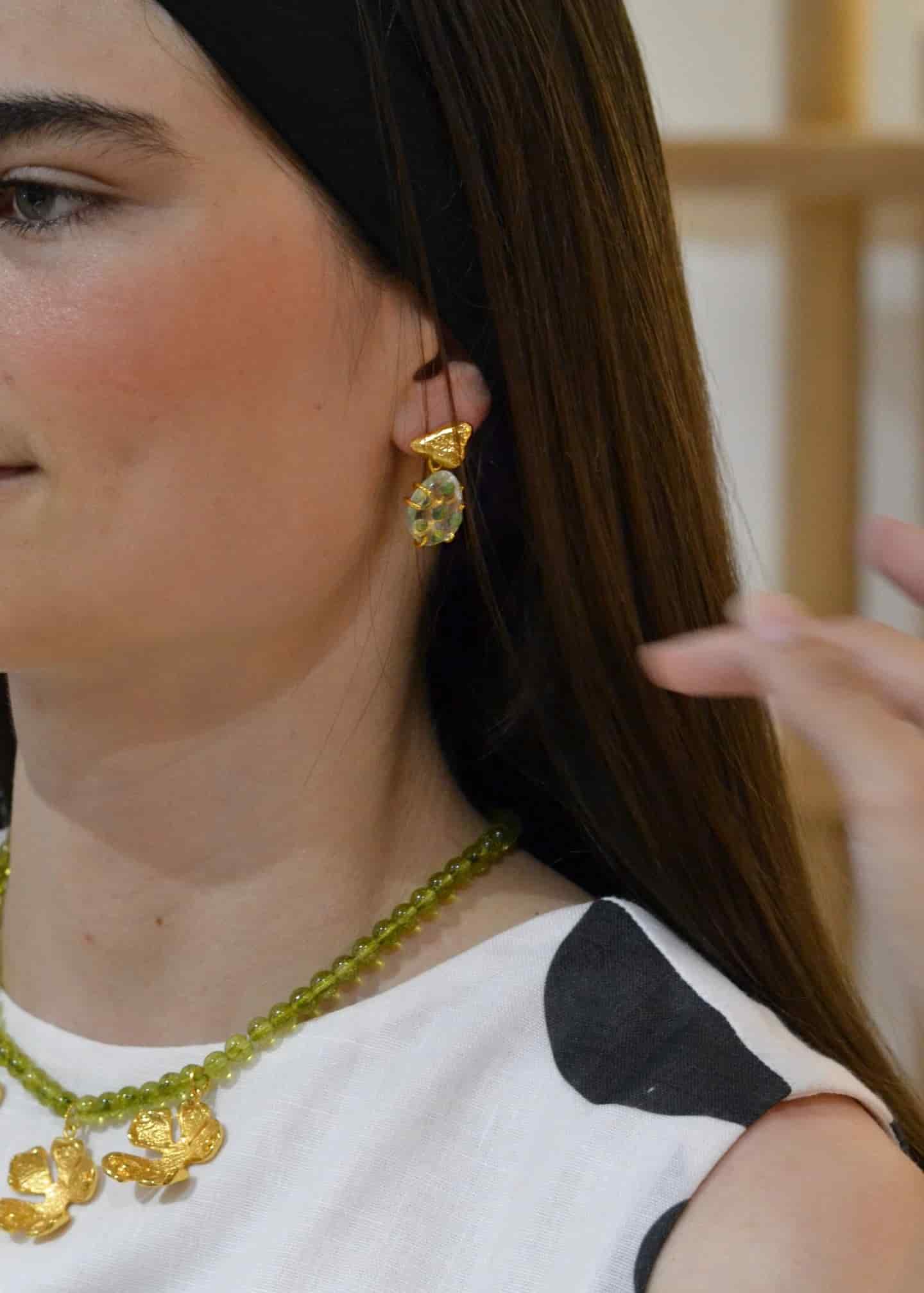 Aretes Mini Cuarzos Pétalos greeny - miniatura 2