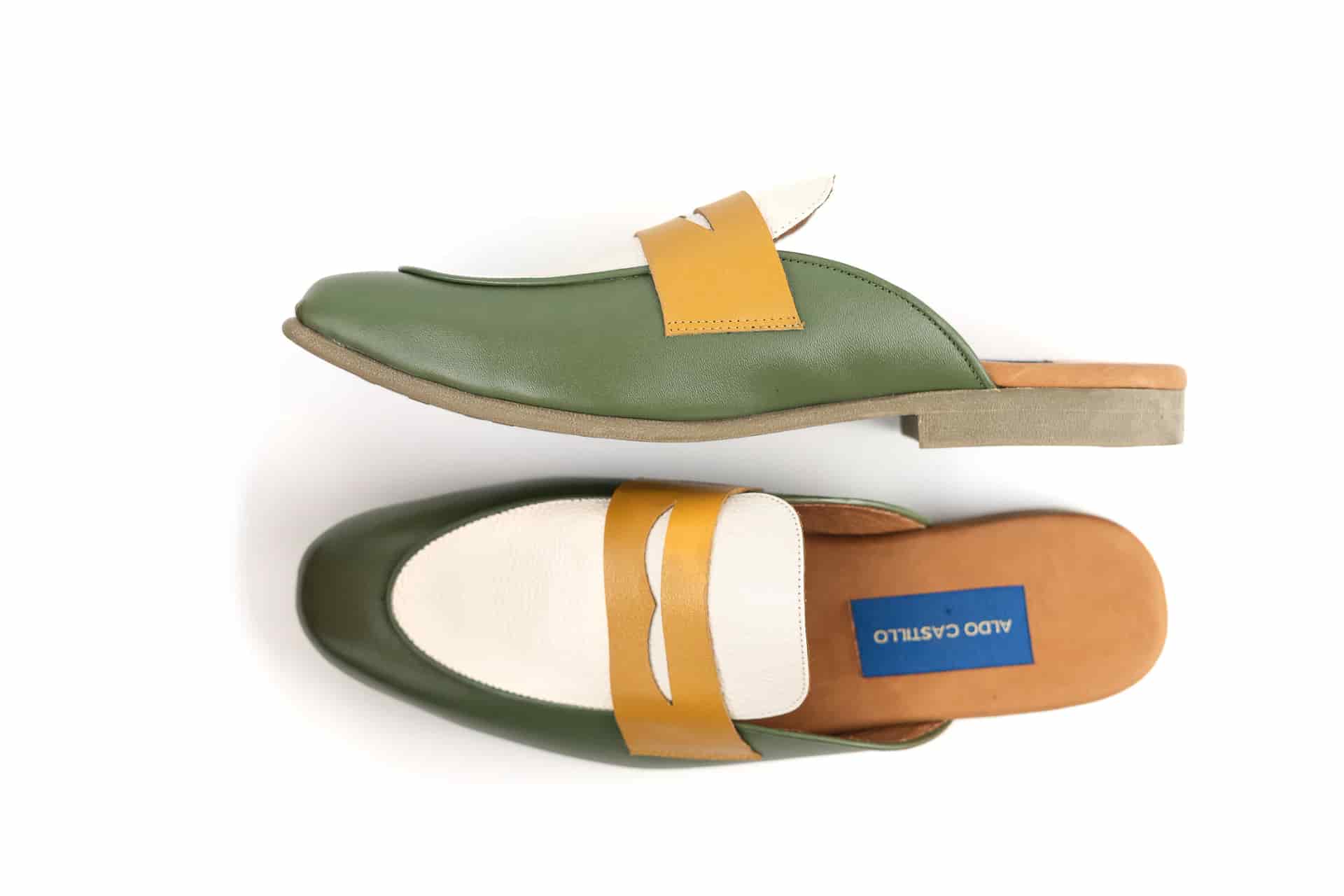 LOAFERS MULES EN VERDE CON AMARILLO - miniatura 2