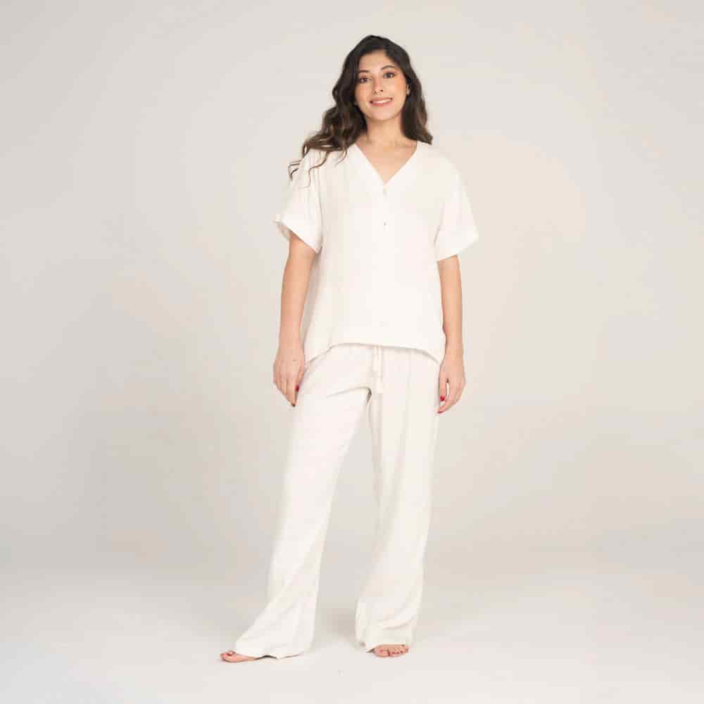 Conjunto de Pijama Pantalón Largo Lino. - miniatura 1