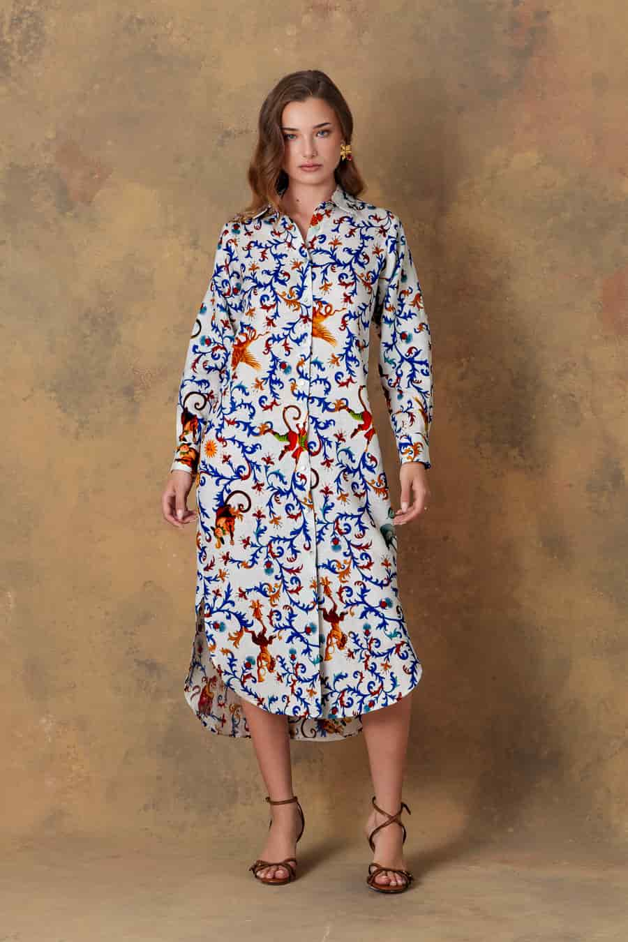 Women's dress linen chiron white - miniatura 1