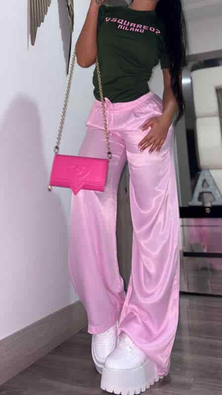 PANTALON ROSADO SATINADO - miniatura 1