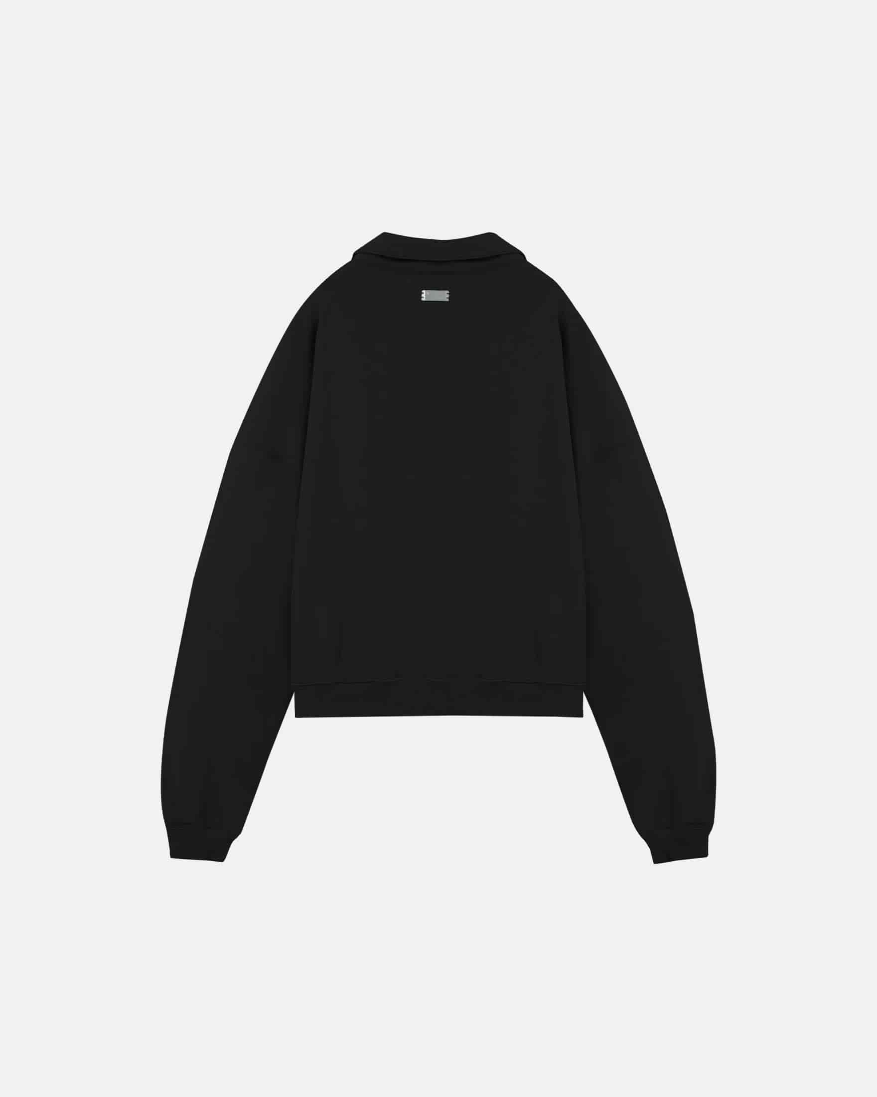 Basics Polo Collar Boxy Fit Hoodie Black - miniatura 10