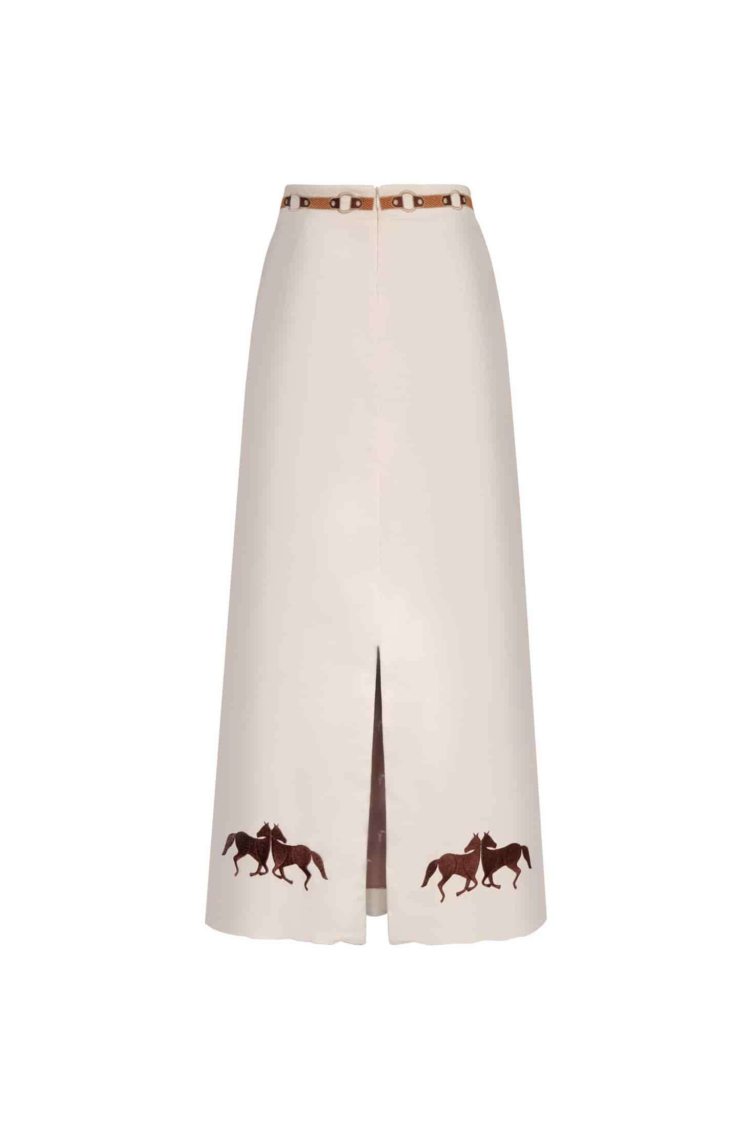 El Carmen Embroidered canvas Midi Skirt / Ivory - miniatura 3