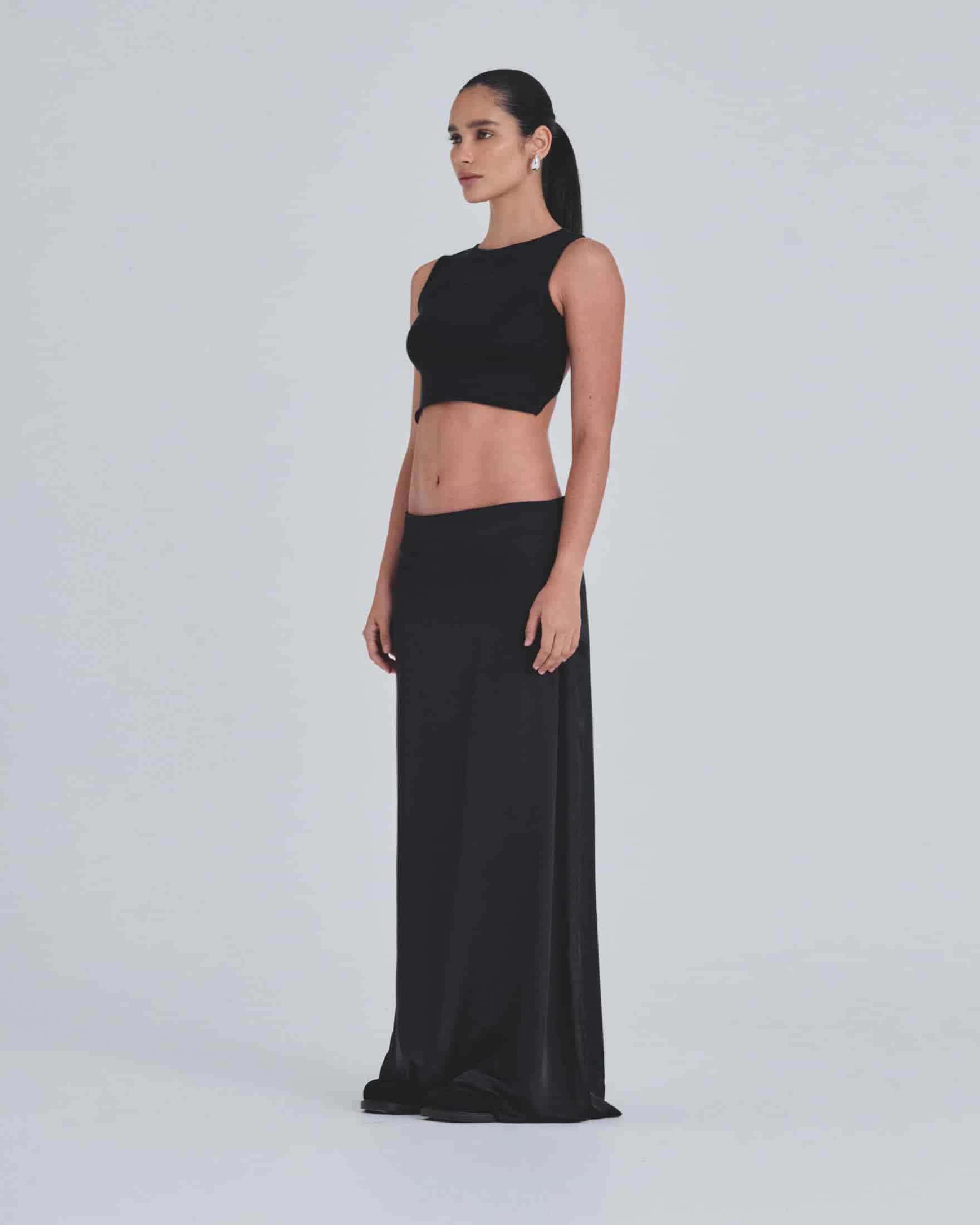 Basics Silk Long Skirt Black - miniatura 5
