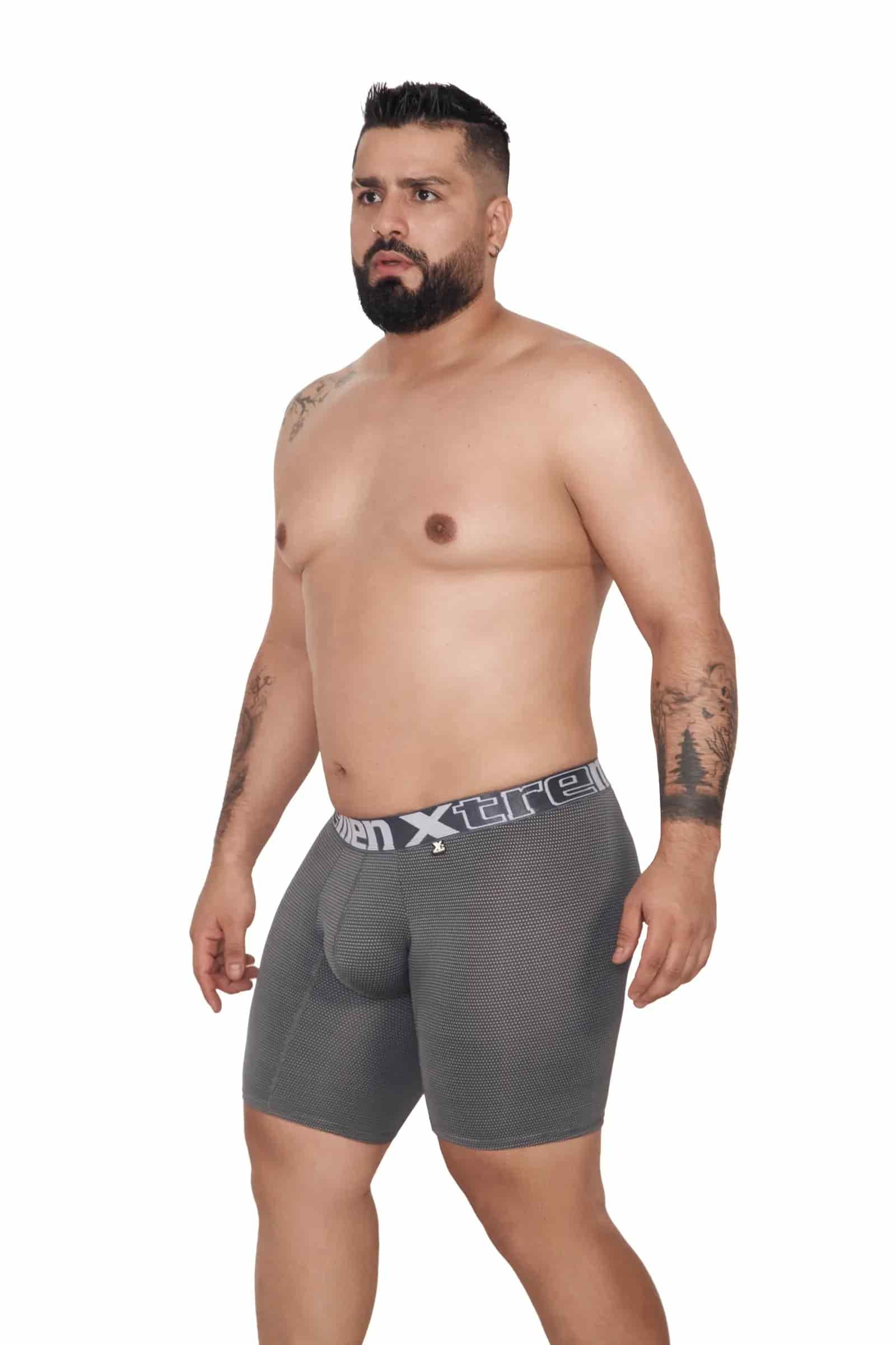BOXER MICROFIBRA MINIPRINT EXTRAGRANDE GRIS CON BLANCO - miniatura 2