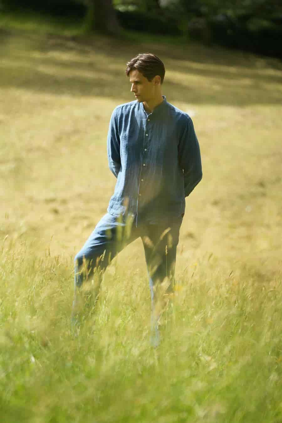 Men's linen pants jeans basic - miniatura 2