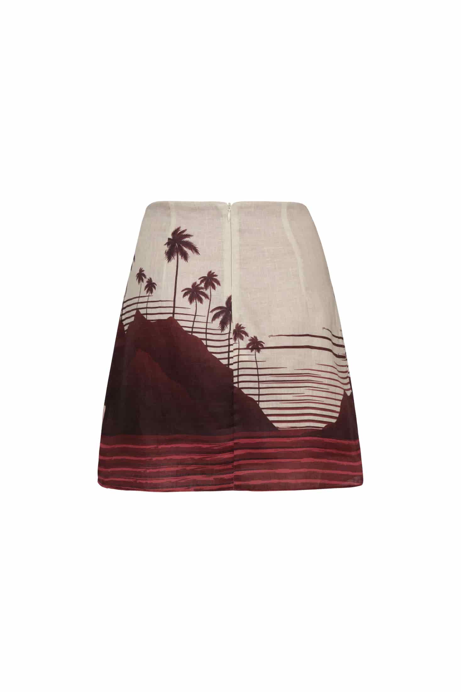 Carmelita Linen Mini Skirt / Red Tropical Landscape - miniatura 4