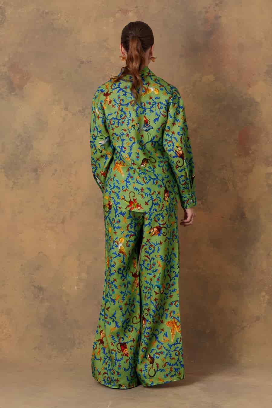 Women's pants linen delphos green - miniatura 6
