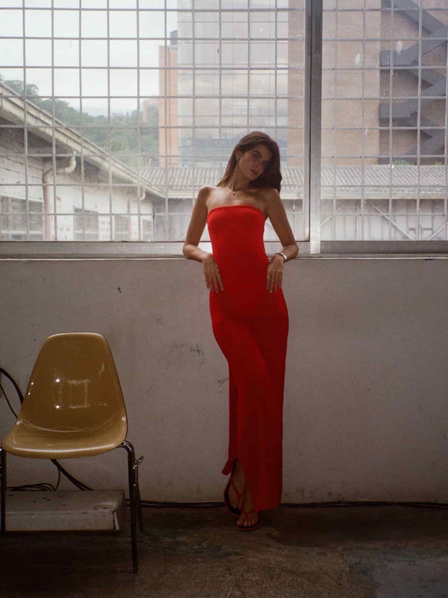 STRAPLESS BODYSUIT KNIT DRESS - ROBUST RED - miniatura 4