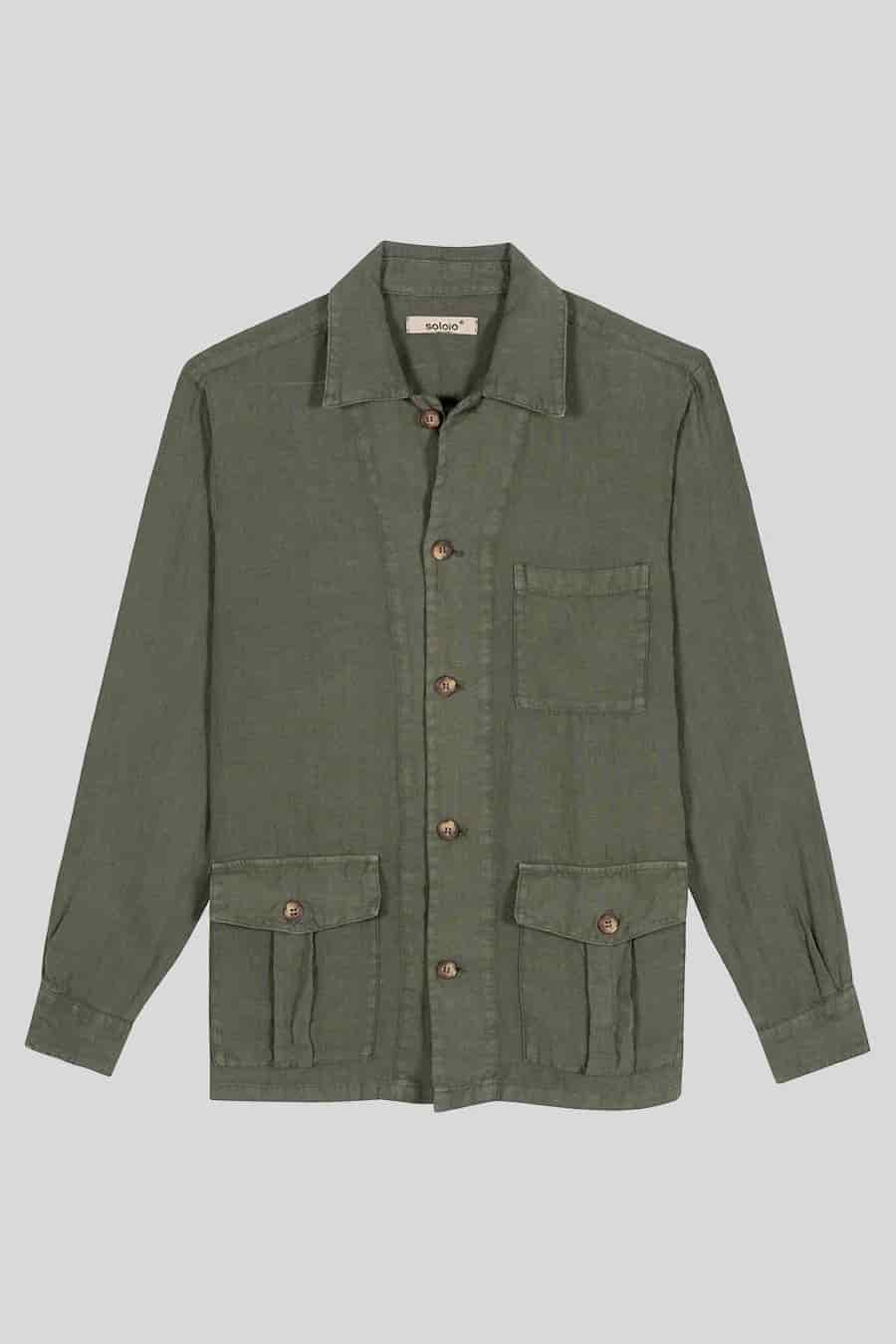 men's linen jacket military green new sahara - miniatura 1