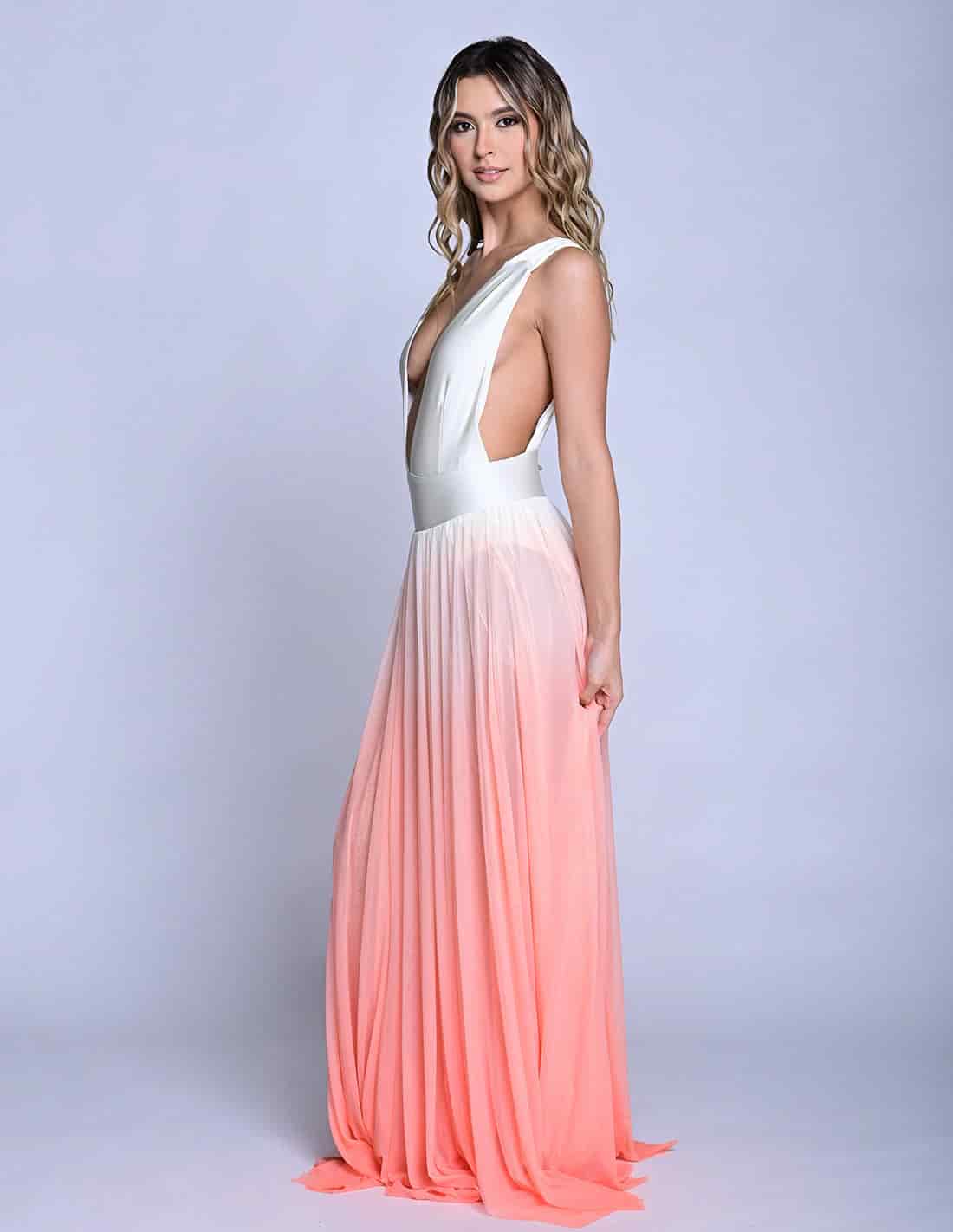 Vestido Equinoccio Ivory + Salmon Flower - miniatura 3