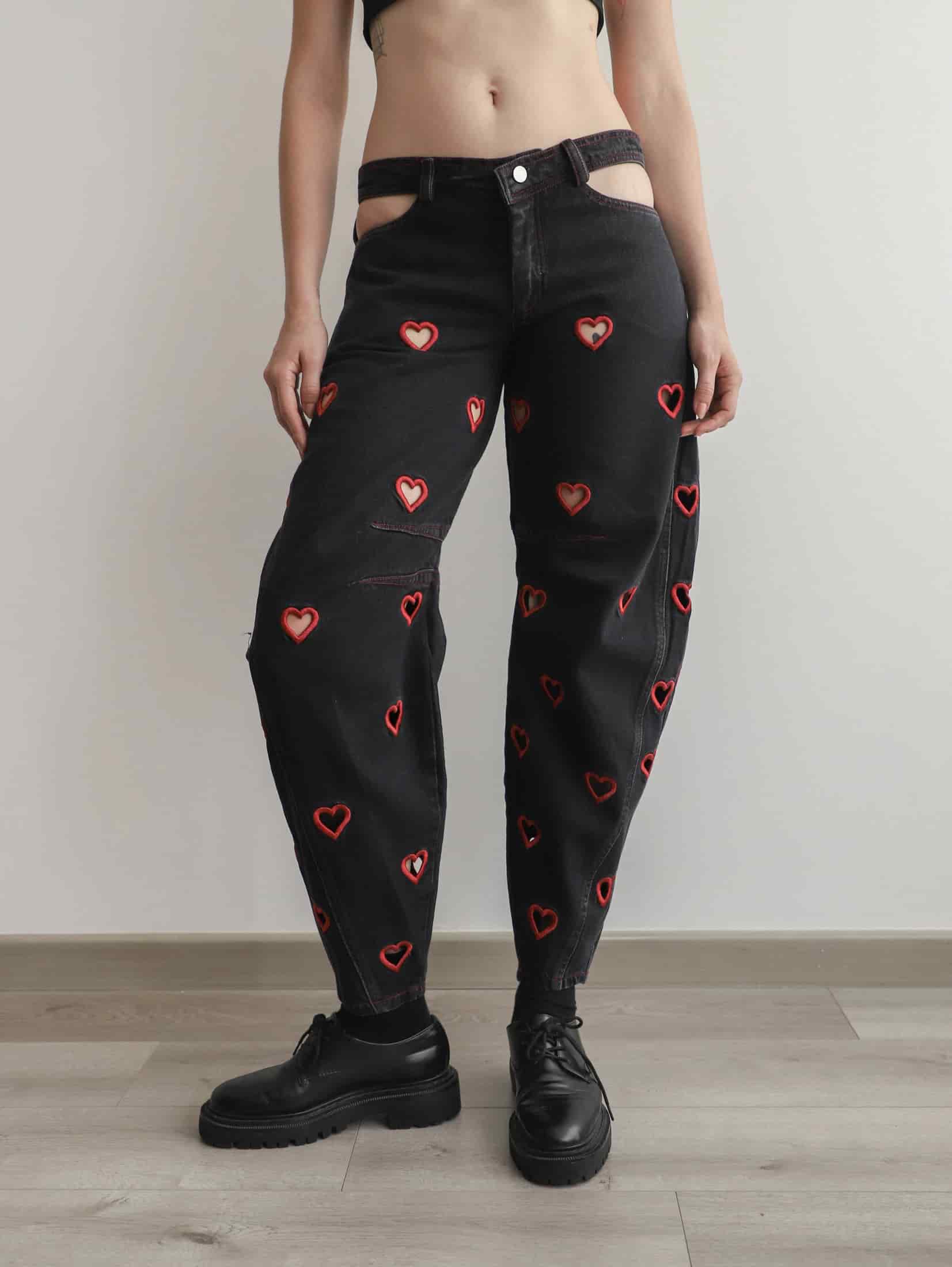 Mini Hearts Barrel Pants Black - miniatura 3