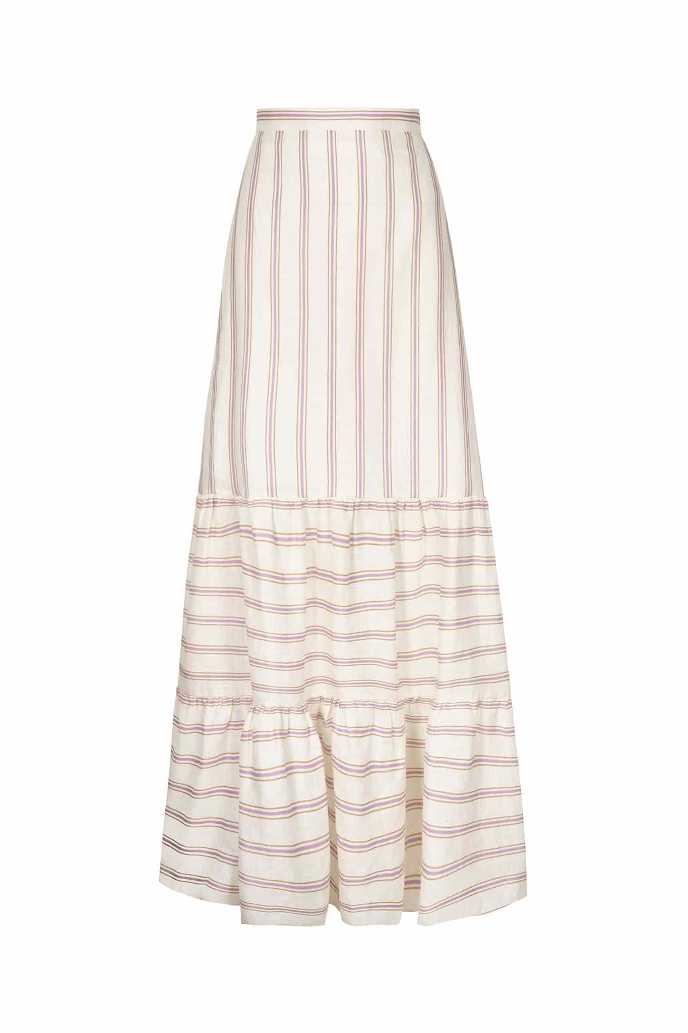 Julieta Linen Maxi Skirt / Lila Stripes - miniatura 1