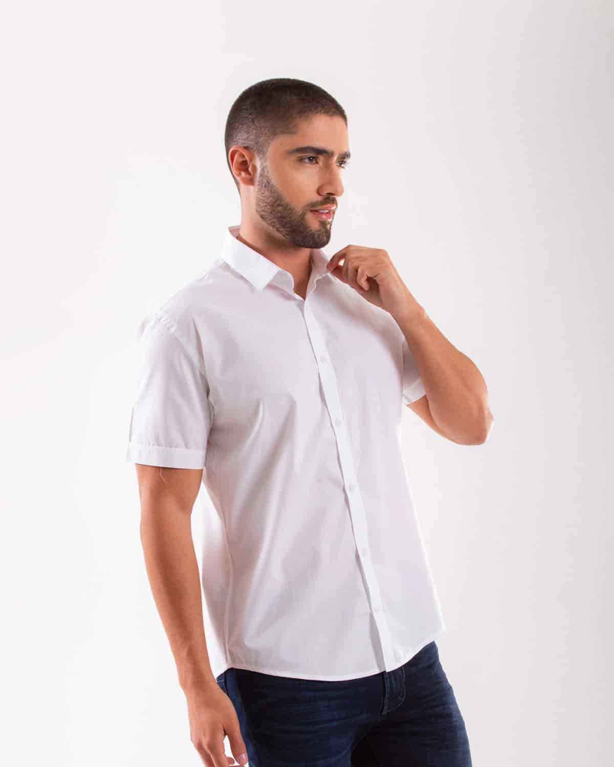 Camisa blanca manga corta para hombre - miniatura 80