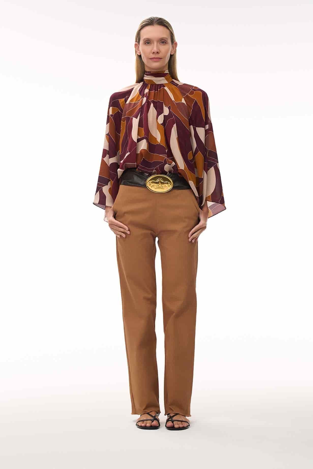 Boho Crepe Chine Blouse / Purple Horses - miniatura 2