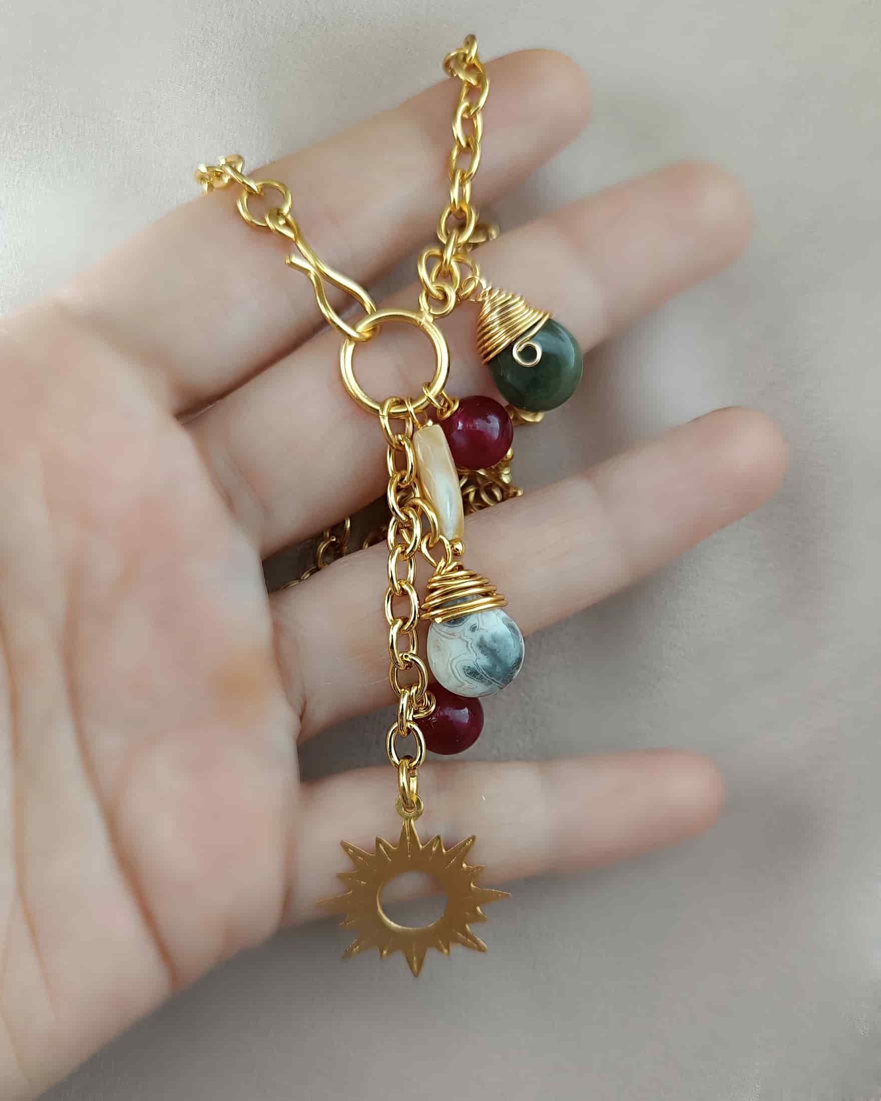 Cadena medianas y dijes con ágatas Zuleima - miniatura 3