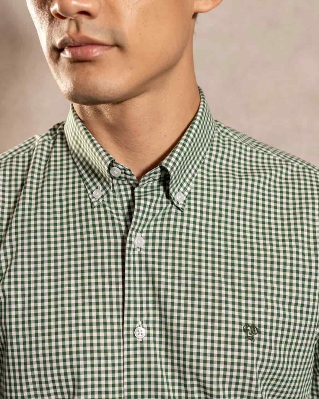 Camisa Antimanchas Popelina Cuadros Verde Oscuro Lugano - miniatura 2