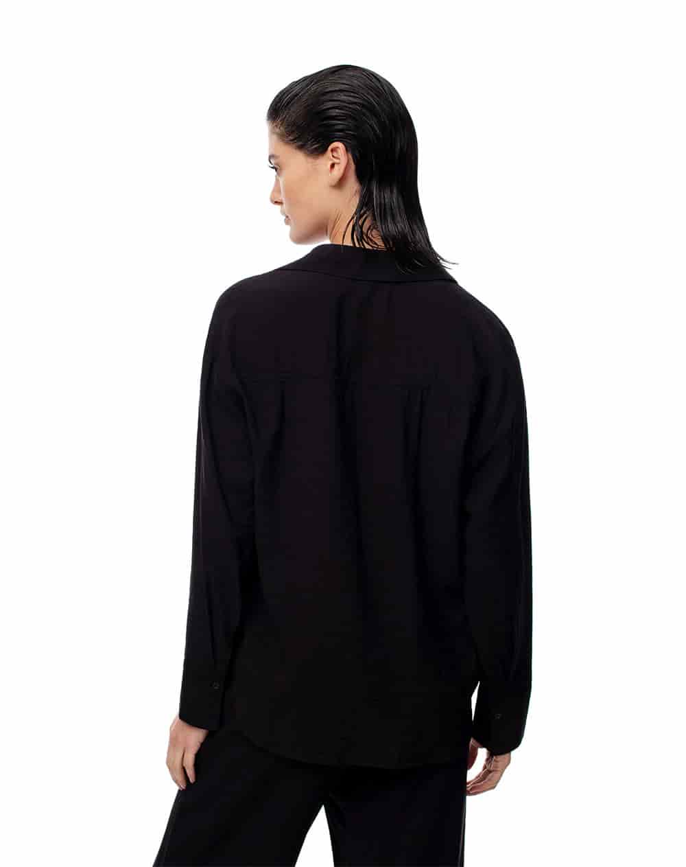 Camisa manga larga regular negra mujer - miniatura 2