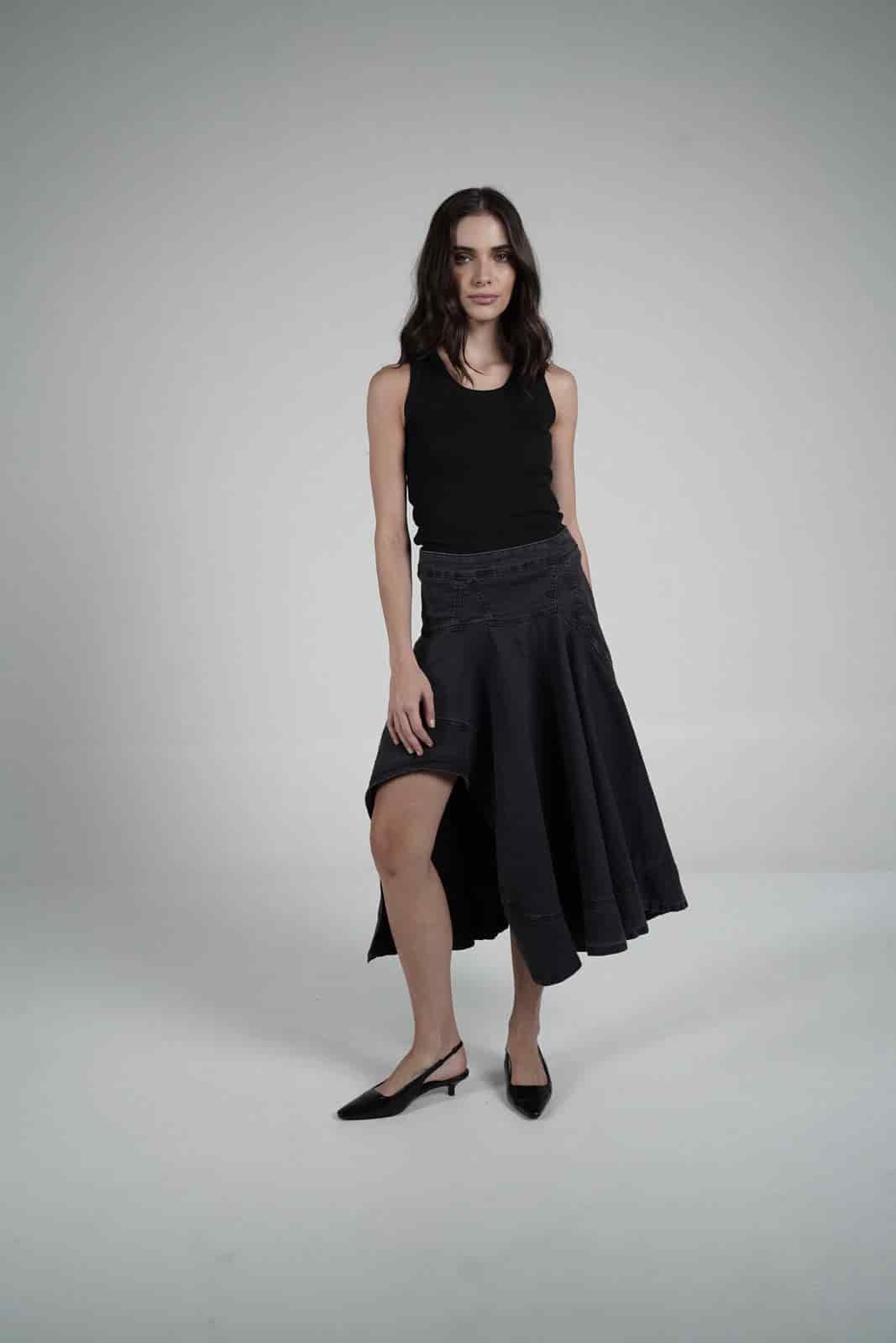 Black asymmetrical skirt - miniatura 4