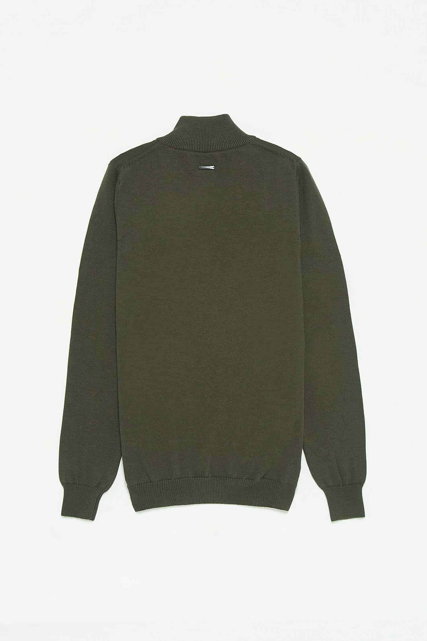 Saco Half Zip Algodón Verde Militar - miniatura 4