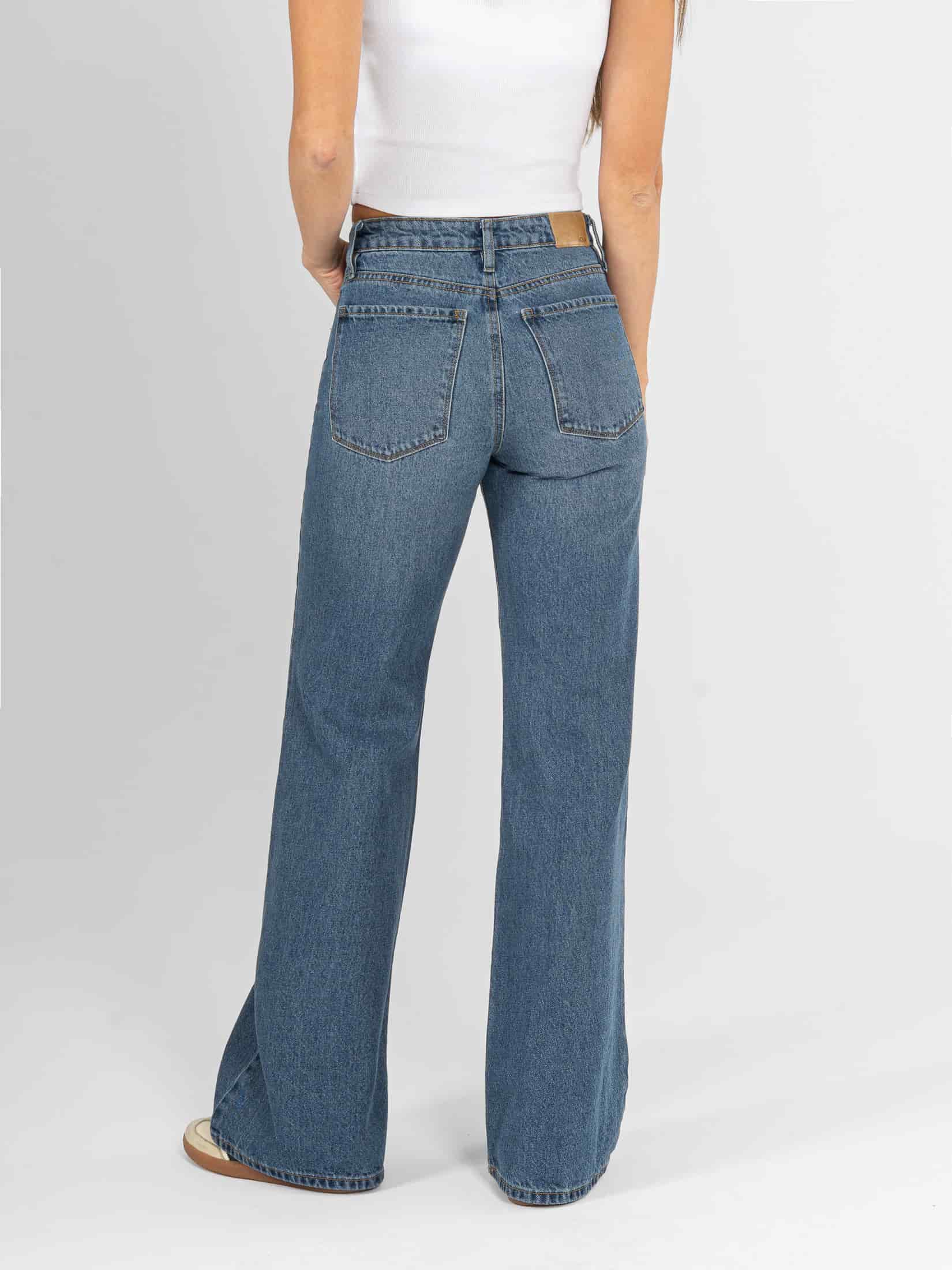 Ref: 066473 Jean mom flare, rígido, tiro medio, tono azul medio - miniatura 2
