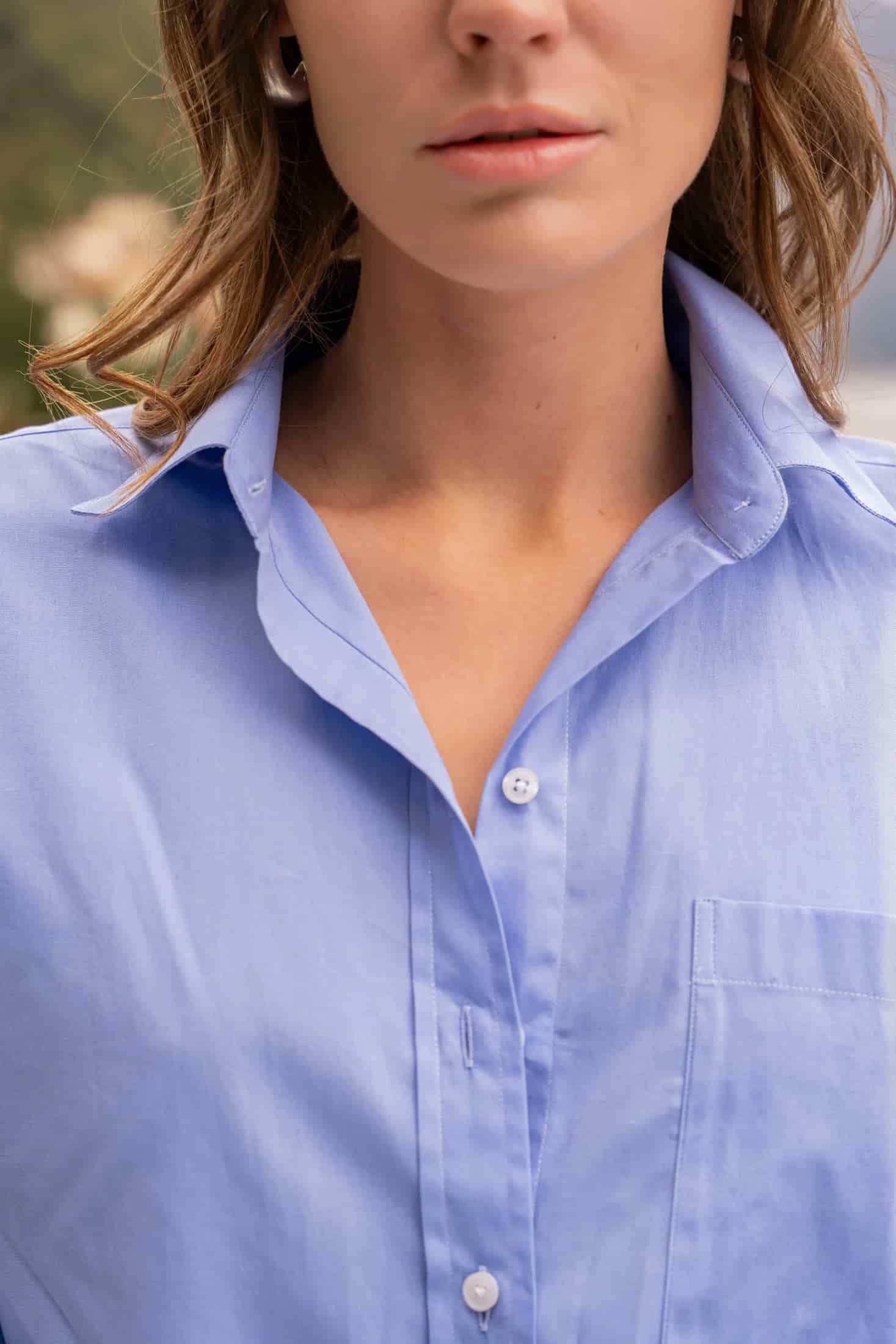 Camisa Oversized Pocket Mujer Azul Claro - miniatura 6