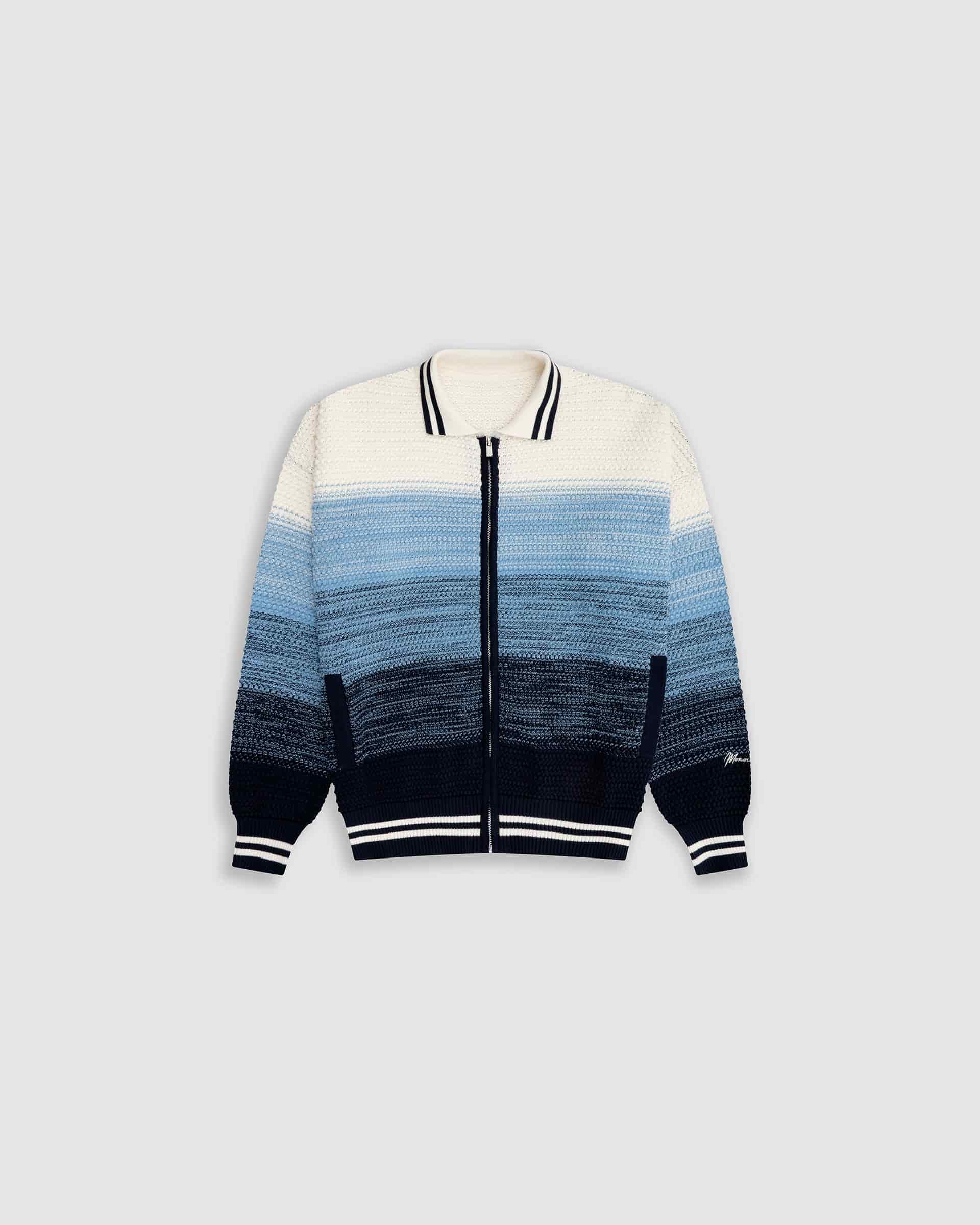Zip Polo Gradient Knitwear - Azul y Crema - miniatura 1