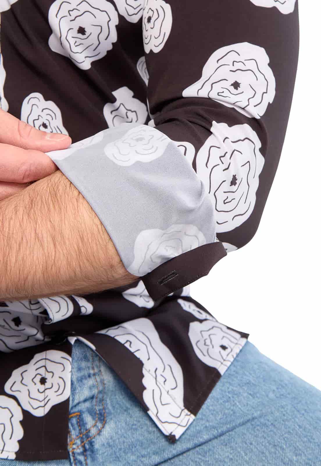 Camisa manga larga floral negra - miniatura 7
