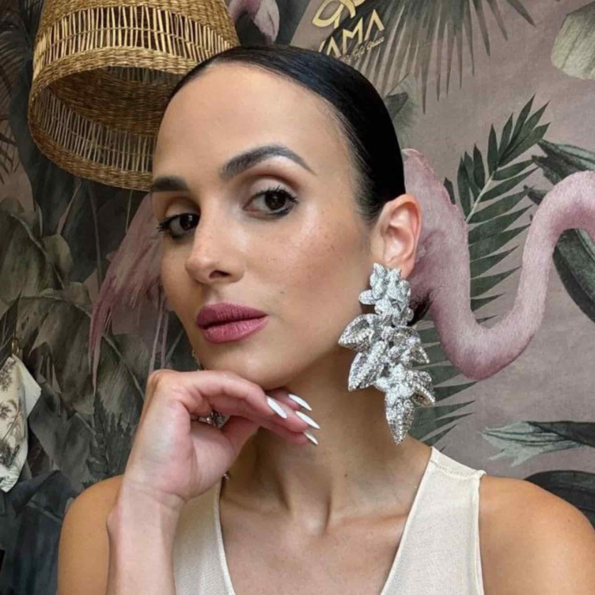 Silver Leaf Bloom Earrings - miniatura 4