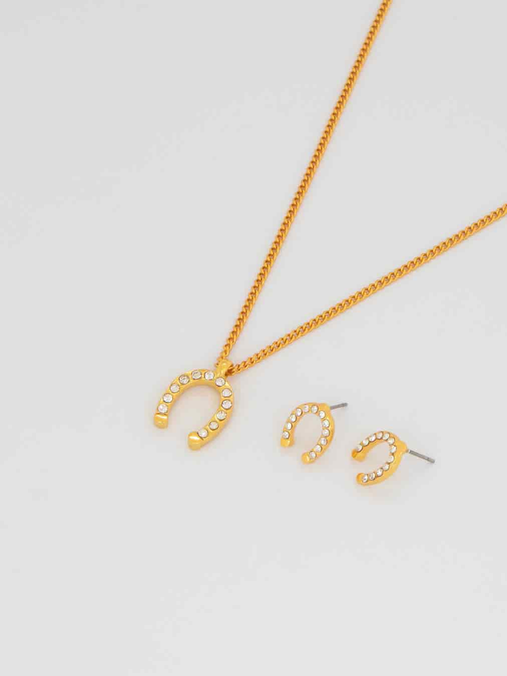 Set Collar + Aretes Herradura Cristales - miniatura 2