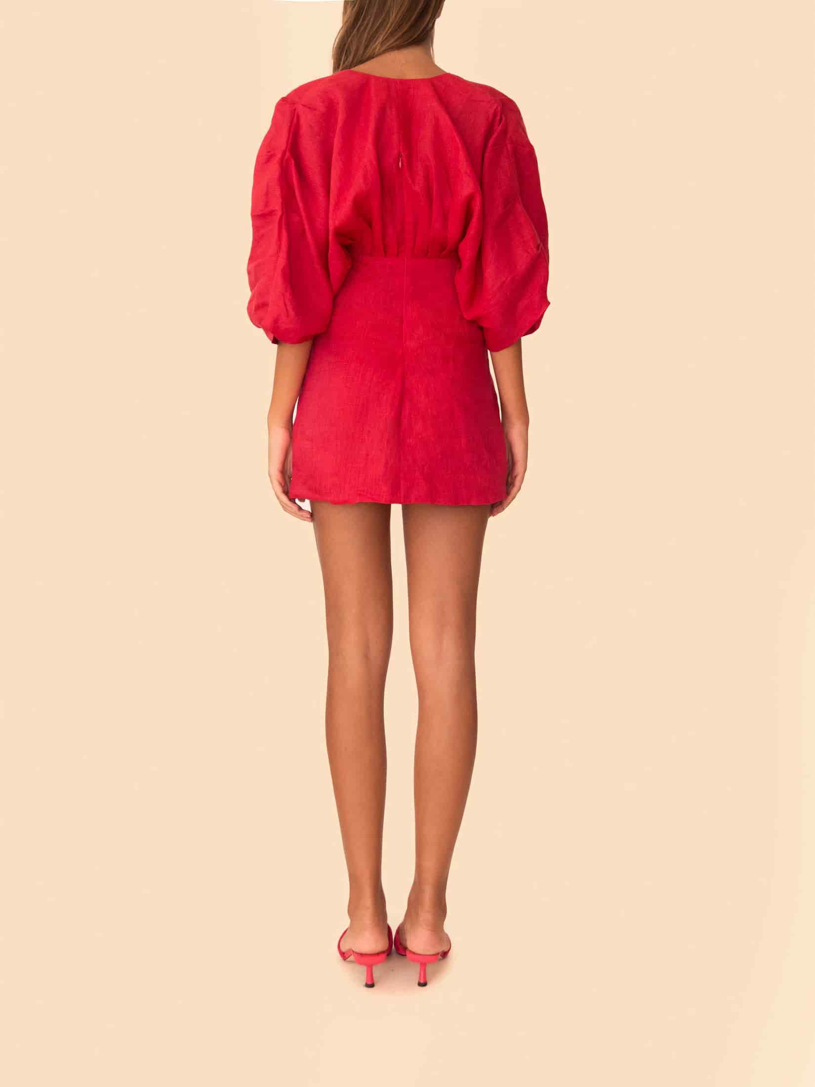 ABELLA MINI DRESS CHERRY RED - miniatura 3