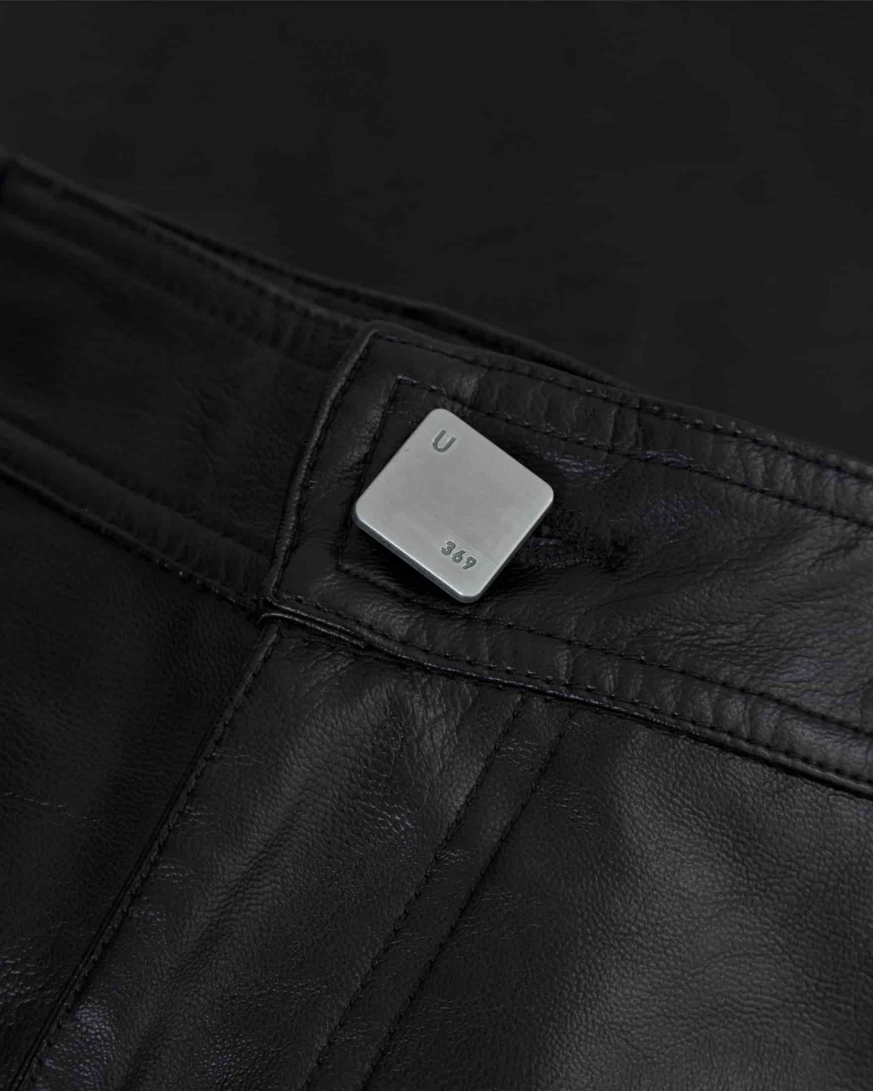 W Capsule Basic Pleather Wide Jeans Black - miniatura 4