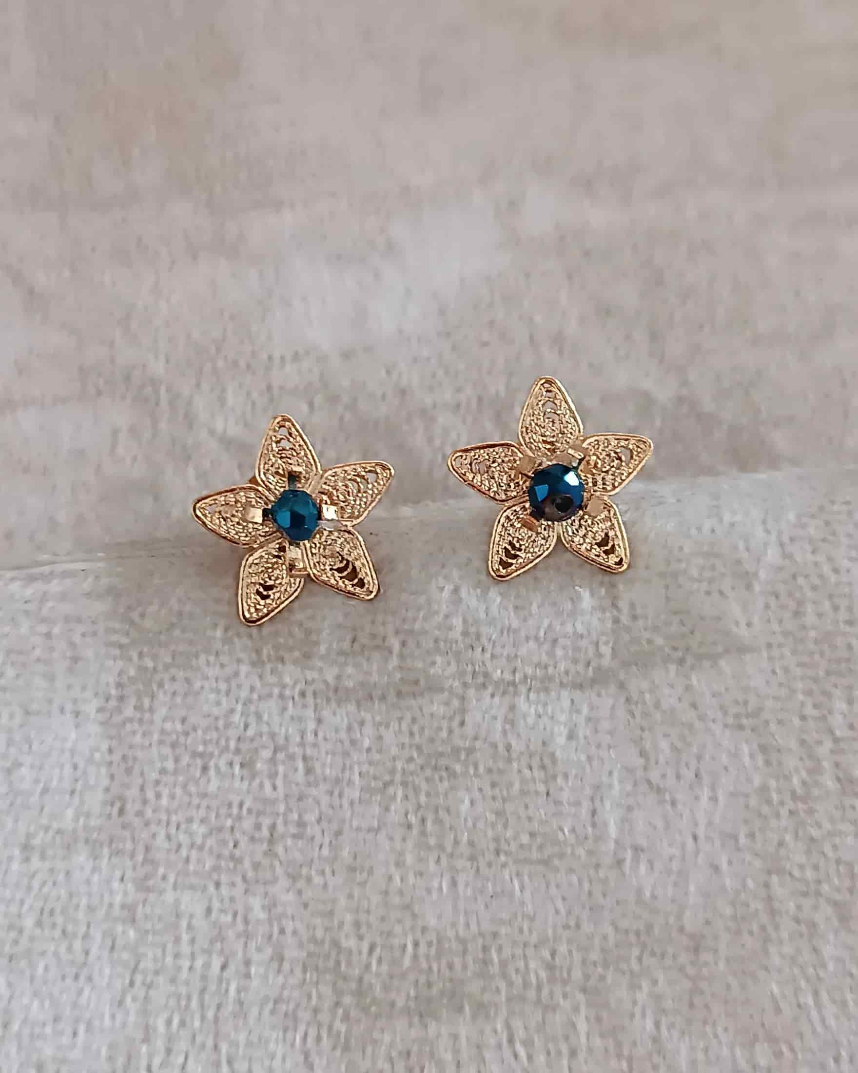 Aretes mini filigrana y cristal azul, Estrellita - miniatura 4