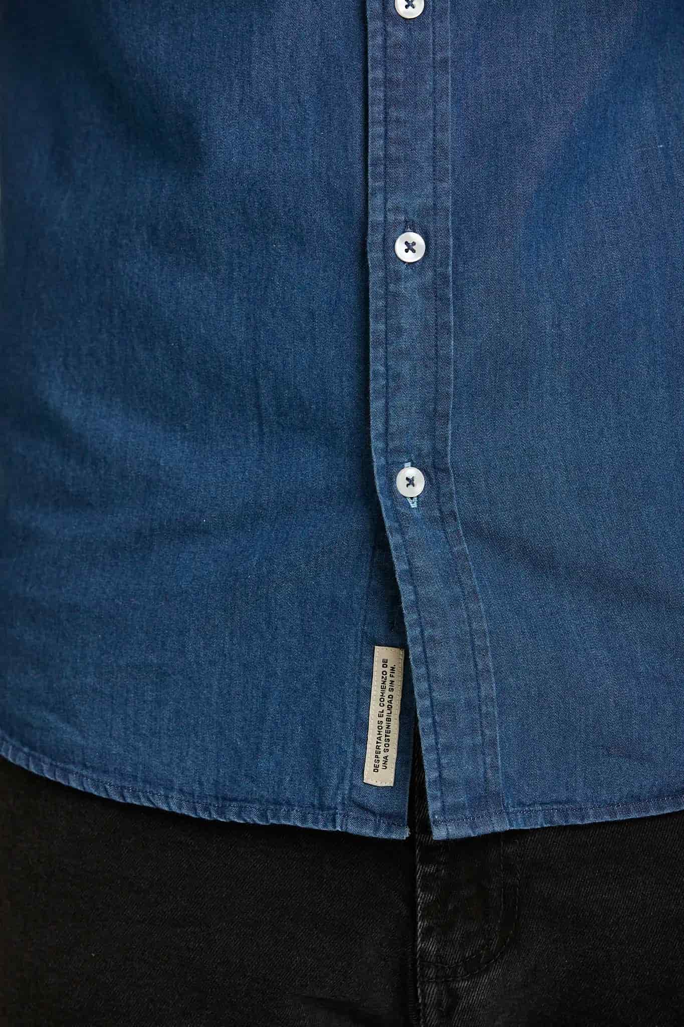 Camisa Jean Button Down Azul Medio - miniatura 6