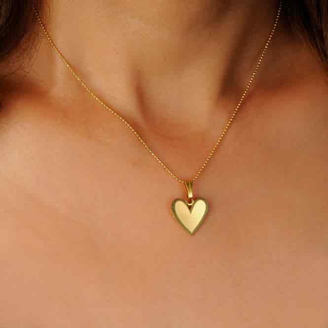 Cadena Y Dije Corazón Borde - miniatura 2