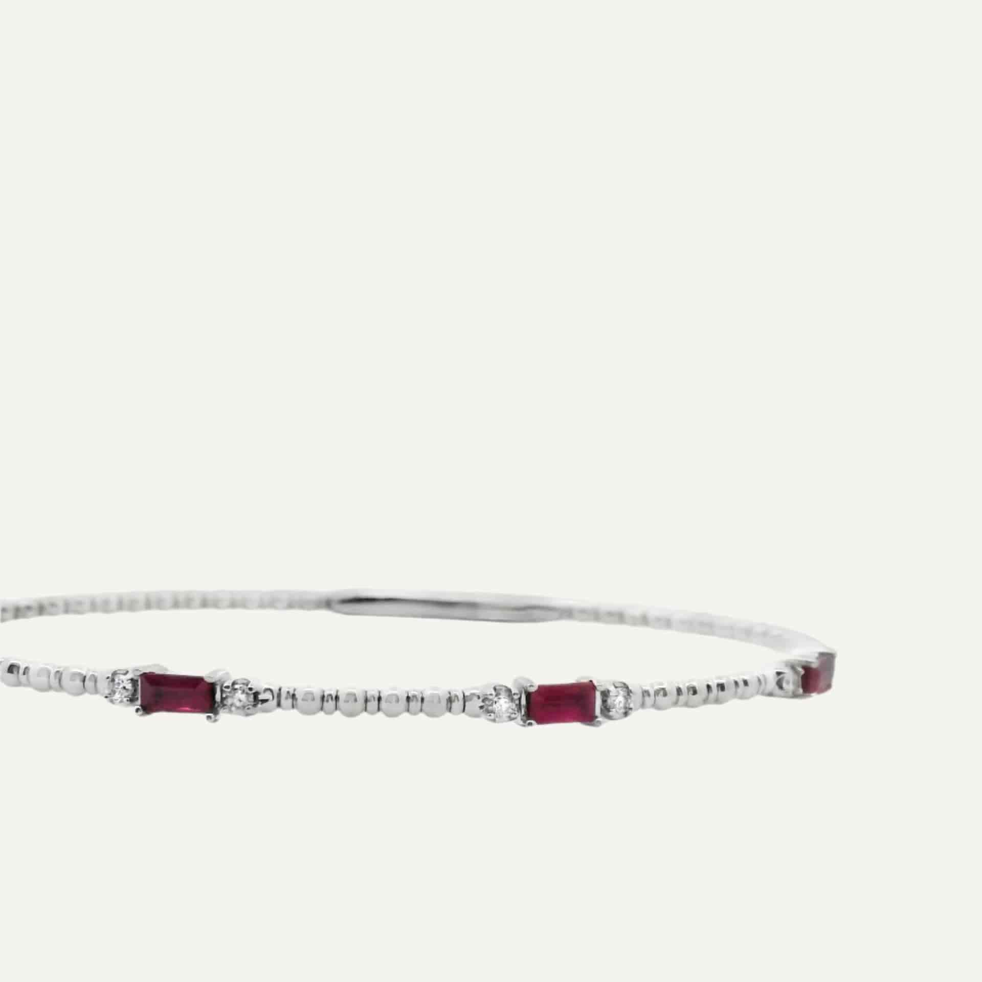Pulsera Bangle dots baguettes 14K - miniatura 2