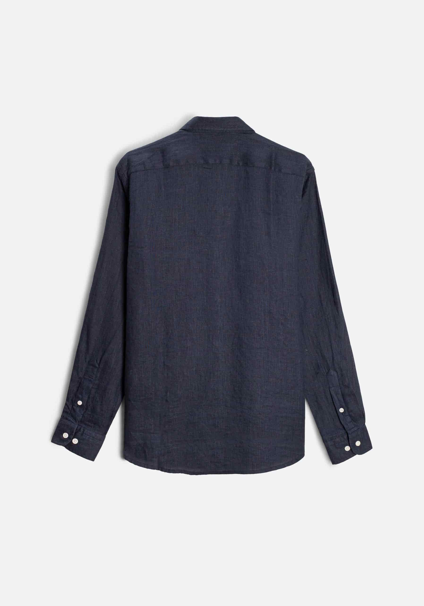 Camisa H CI Lino Azul Osc - miniatura 4