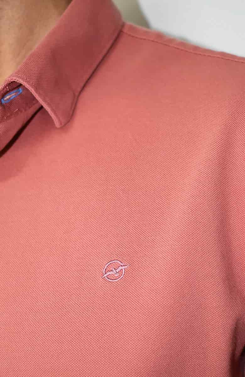 Sobrecamisa en tela Piqué Terracota para Hombre - miniatura 2