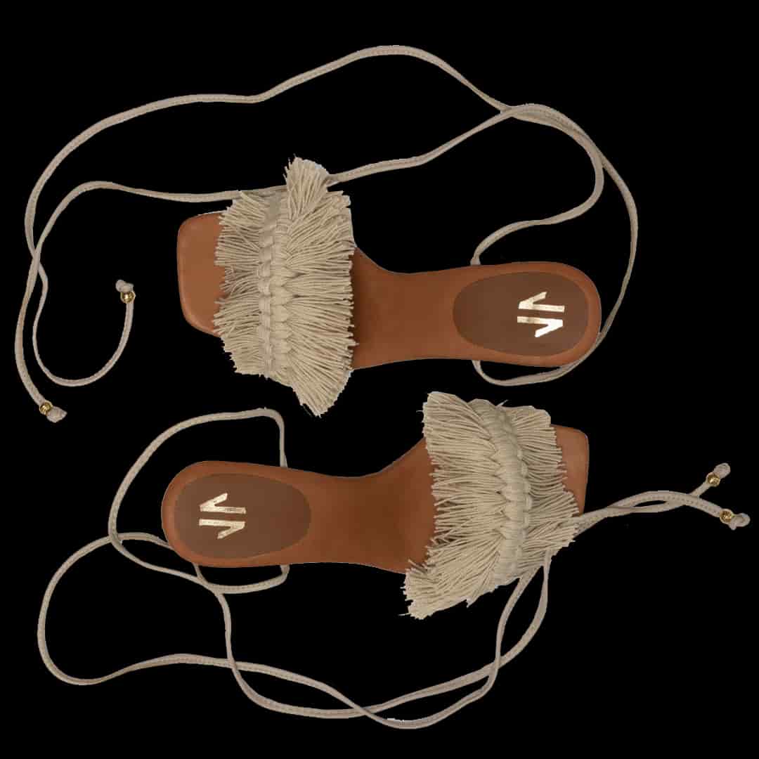 Silvia Cobos Canasto Lace Up Mid Heel Beige - miniatura 3